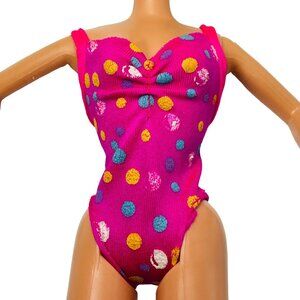 Vintage Barbie Pink Polka Dot One piece Swimsuit